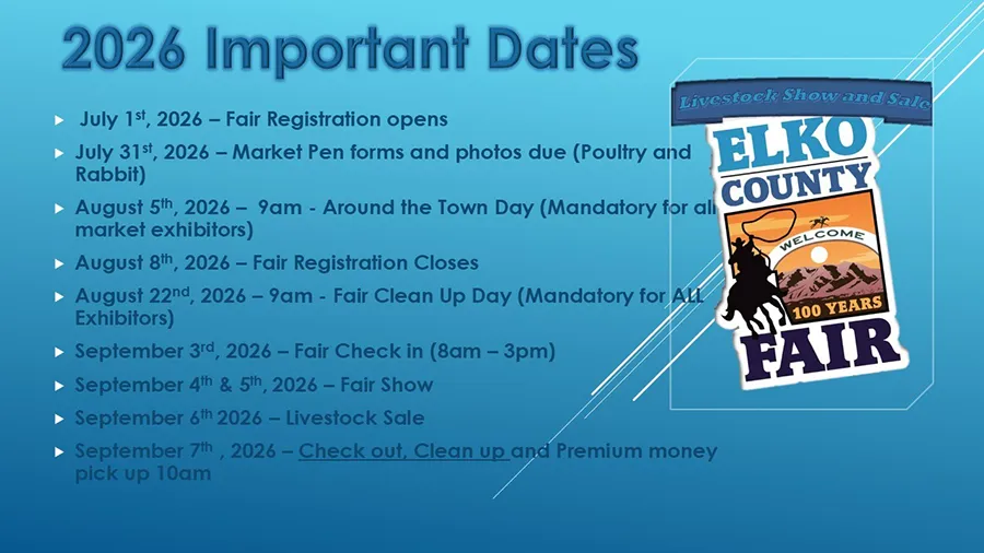 2026 Elko Country Fair Livestock Dates